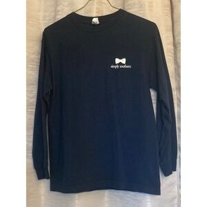 Simply Southern Long Sleeve T‎ Shirt Women's Medium Navy Blue Graphic Bow